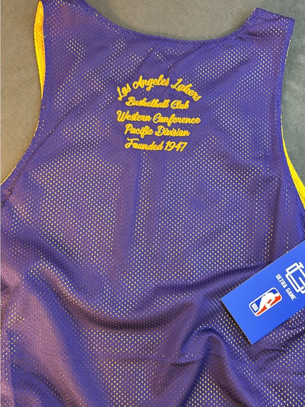 NBA Los Angeles Purple & Yellow Mesh Team Jersey - Picture 4 of 12